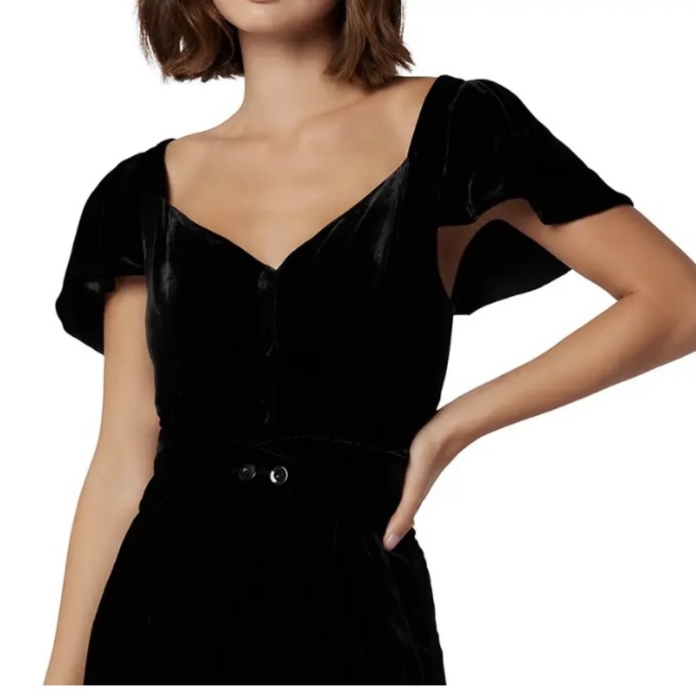 Joie Juniper Velvet Silk Blend Top Women's 2 Black Sweetheart Neck NWT